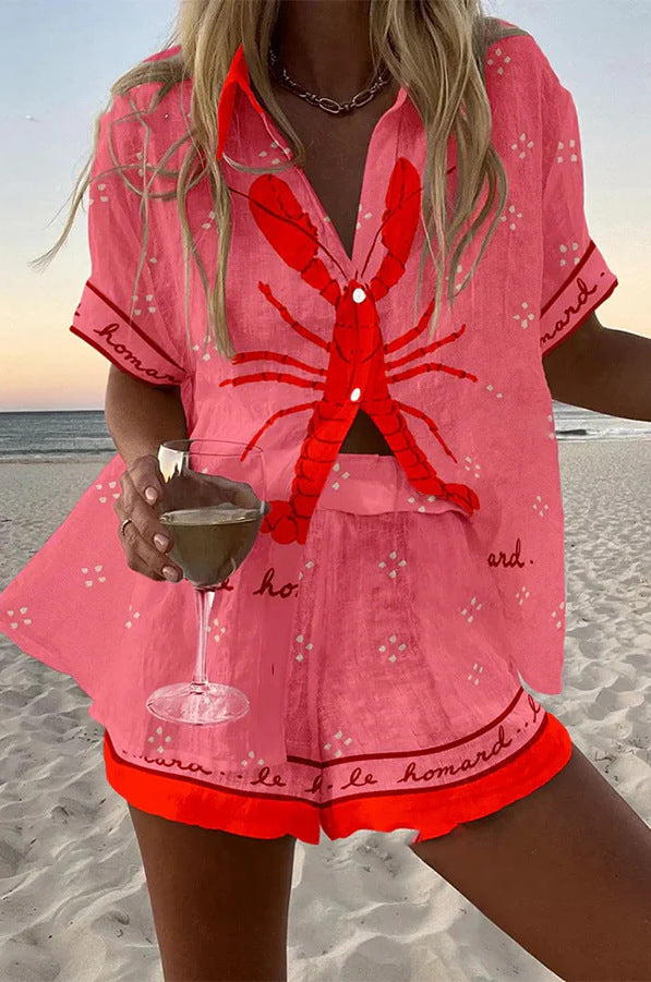 Elaina | Lobster pink linen short suit