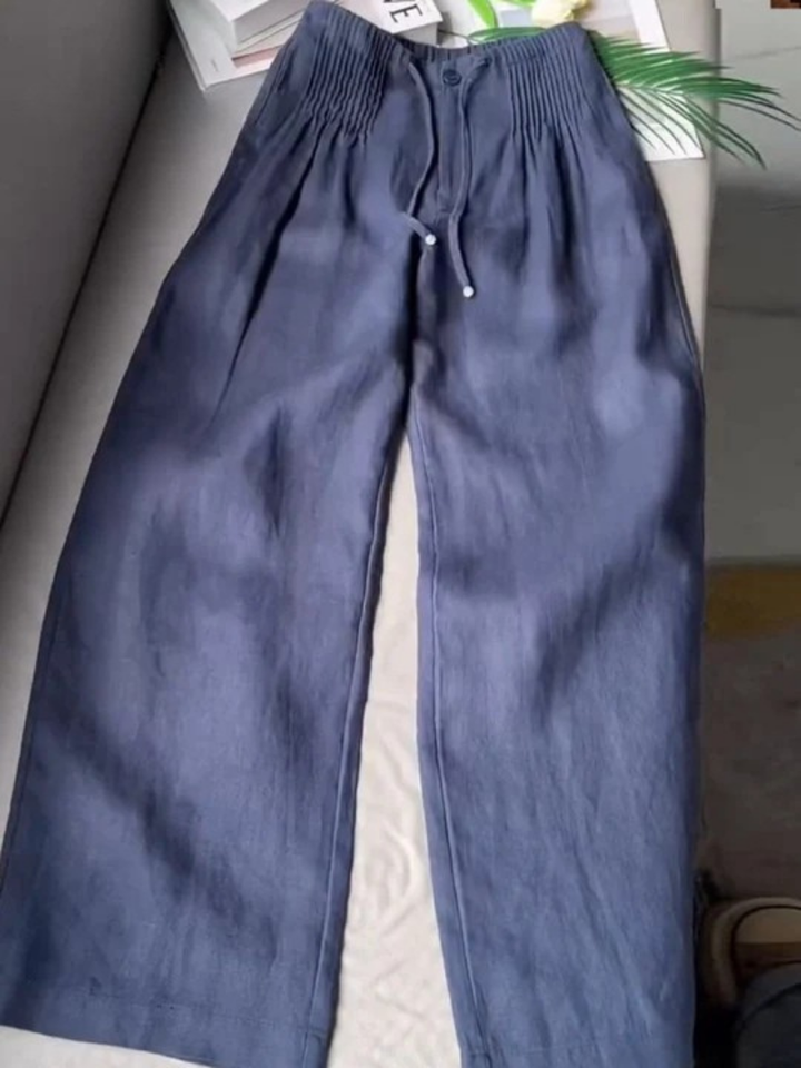 Lorena | Wide-Leg Pants in Cotton–Linen Blend