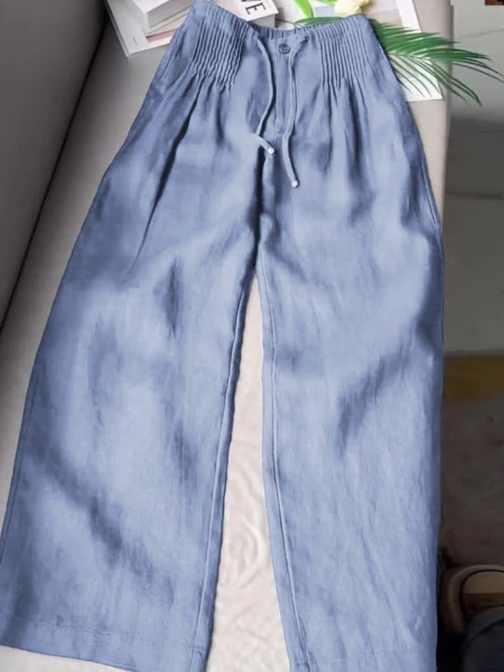 Lorena | Wide-Leg Pants in Cotton–Linen Blend