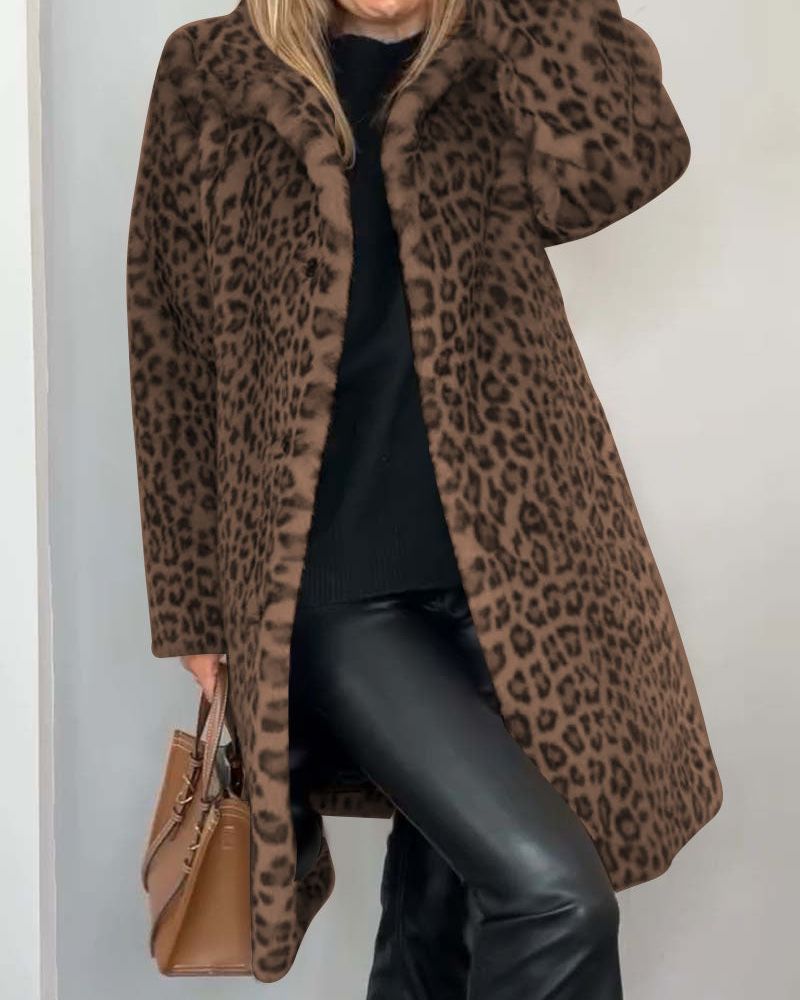 Olivra | Soft Long Leopard Coat