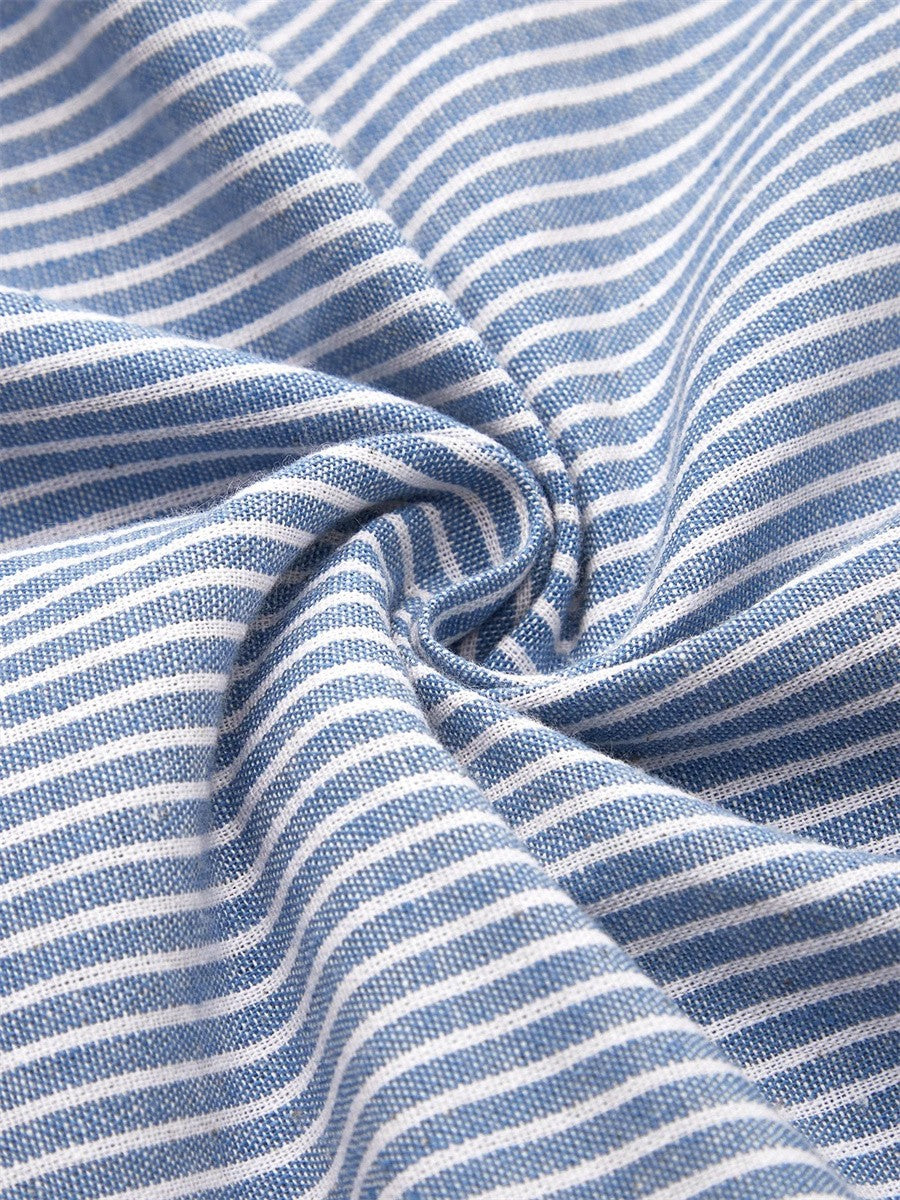 Athena | Striped Cotton Midi Dress with Relaxed Elegance