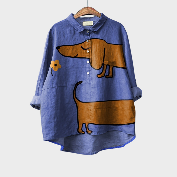 Tivor | Elegant Blouse with Dog Pattern