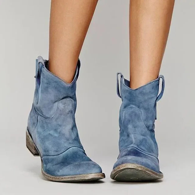 Zerla | Vintage Western Ankle Boots with Modern Touch