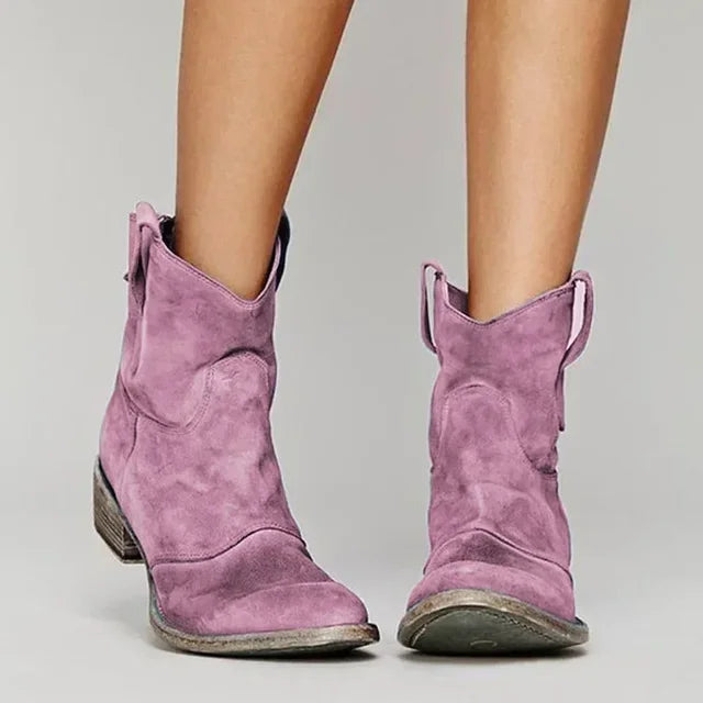 Zerla | Vintage Western Ankle Boots with Modern Touch