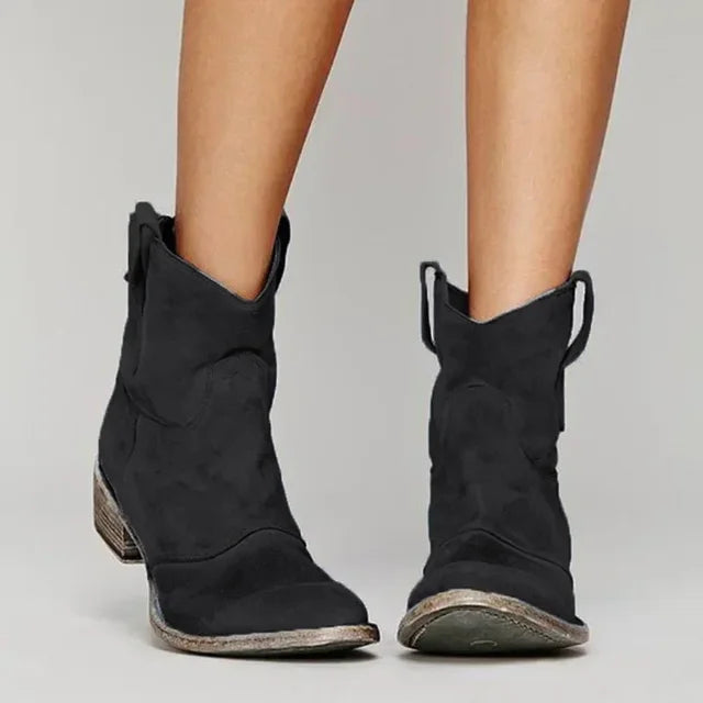 Zerla | Vintage Western Ankle Boots with Modern Touch