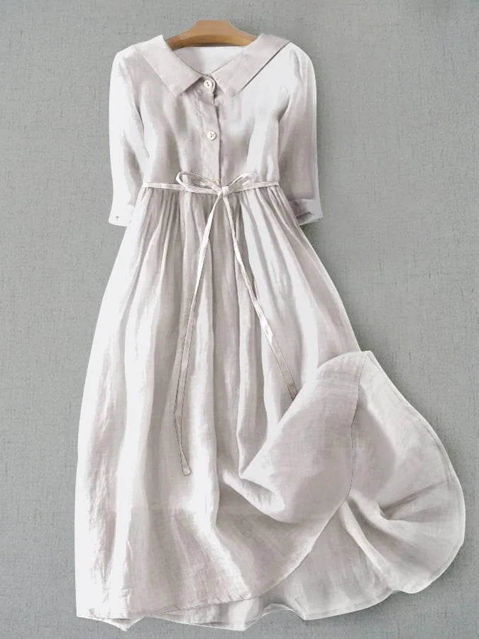 Elora | Elegant Short-Sleeve Dress with Waist Ties