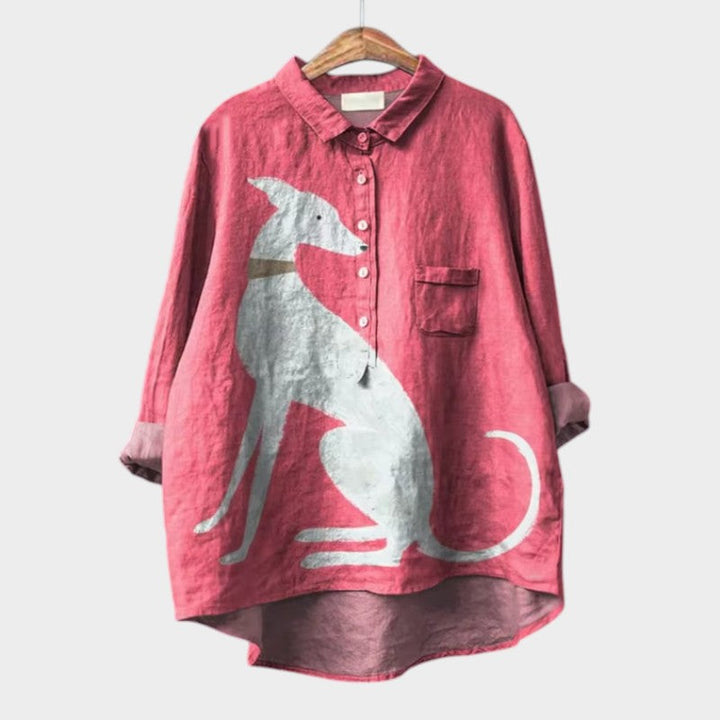 Tivor | Elegant Blouse with Dog Pattern