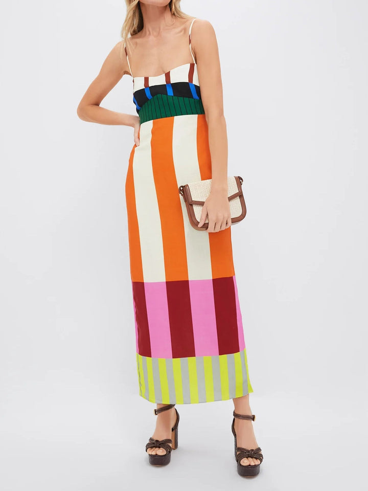 Helen | Colorful Striped Maxi Dress